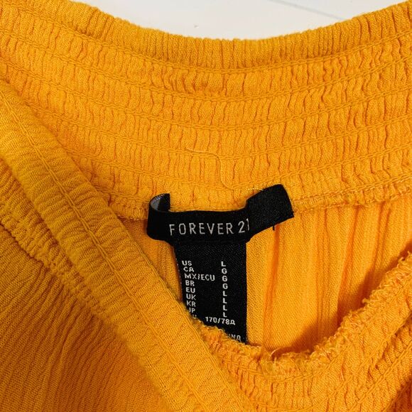 Forever 21 Golden Yellow Flowy High Waisted Linen Pants (Swim Coverup Bottoms) L - Picture 5 of 7